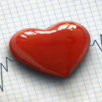 3-D heart shape on top of cardiograph printout