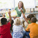 Stock image of children in a preschool classroom