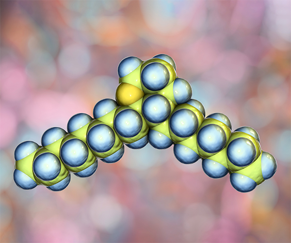 Illustrated model of thromboxane A2 molecule.