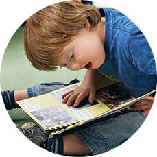 Child reading a book