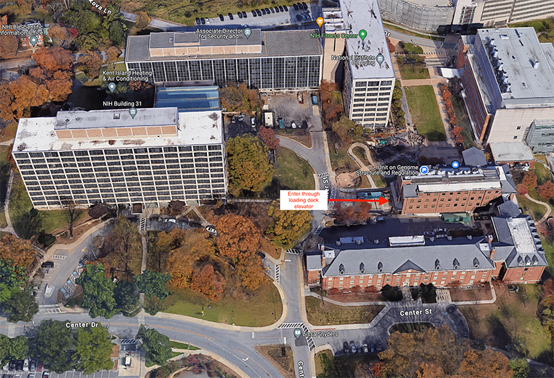 NIH Campus Visitor Map, Rocha lab entrance