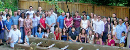 Group lab photo at party.