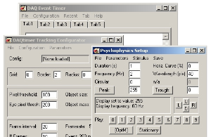 Screenshot of automated behavioral testing, allowing millisecond level control over stimuli and video recording from an easy to learn scripting language.