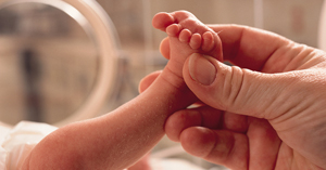 Preterm newborn's foot.