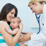 Mother and child with healthcare provider.